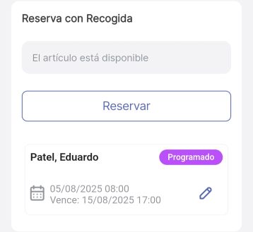 Imagen de la página de un artículo con una reserva mostrada
