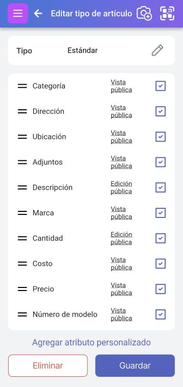 Imagen que muestra el botón 'Añadir atributo personalizado'