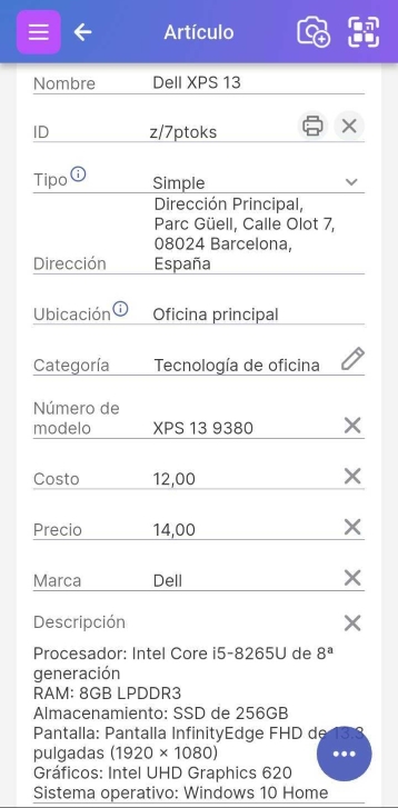 Imagen de los atributos en la página del artículo.