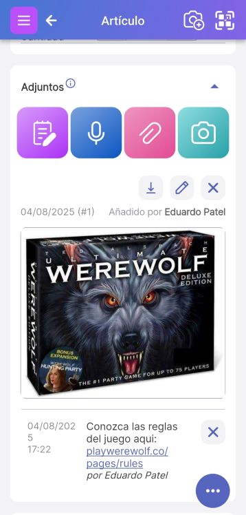 Hipervínculo mostrado para la nota