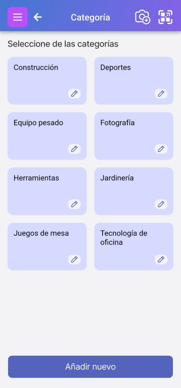 Imagen de la página de categorías con muchas categorías mostradas.