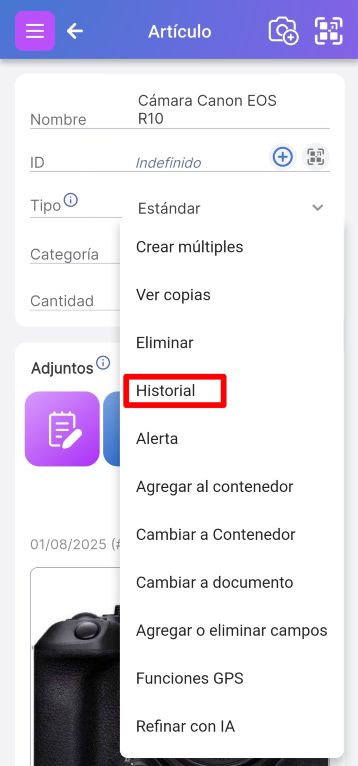 Imagen muestra una página de artículo con el menú emergente con el