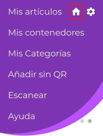 Imagen del menú principal con el botón de Inicio resaltado