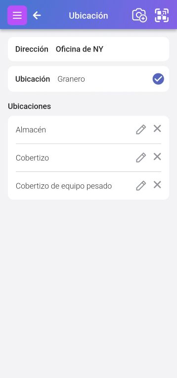 Imagen de la página de Ubicaciones con una mostrada y dos seleccionables