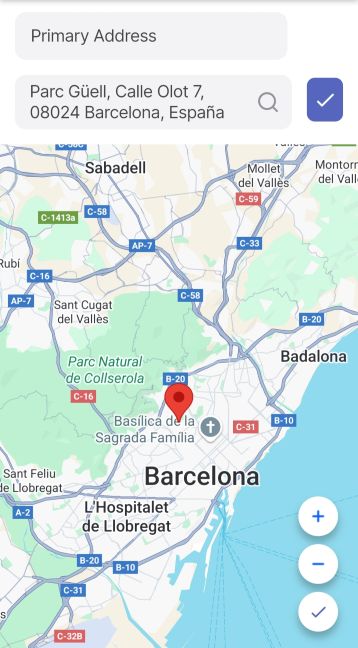 Pantalla para añadir la dirección