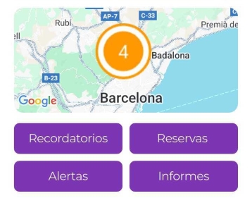 Imagen que muestra el mapa del panel de control en la parte superior, con dos a cuatro botones mostrados debajo según las opciones de configuración.
