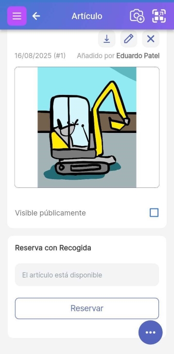 Imagen con Reserva con Recogida que aparece como Programada