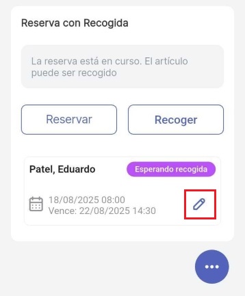 Página de artículo mostrando la reserva en la parte inferior y el lápiz de edición