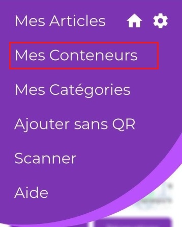 Image des conteneurs mis en évidence dans le menu principal