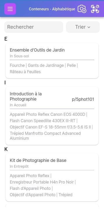 Image de la page Conteneur avec de nombreux éléments inclus