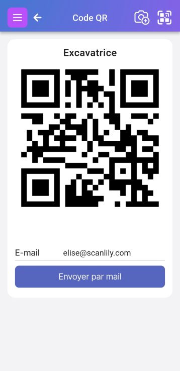 Champ d'identification avec code QR et symbole d'impression