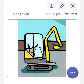 Bas de la page de l'article montrant un bouton bleu avec le menu à trois points fermé