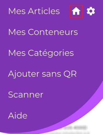 Image du menu principal avec le bouton Accueil mis en évidence