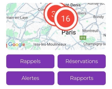 Image montrant la carte du tableau de bord en haut, avec deux à quatre boutons affichés en dessous en fonction des choix de configuration.