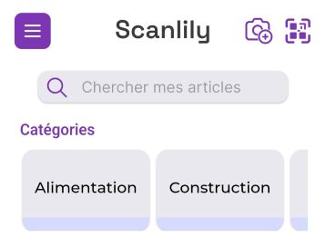 Image du haut du tableau de bord, montrant quelques catégories.