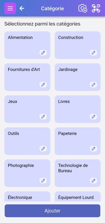 Image de la page Catégorie présentant de nombreuses catégories.