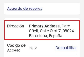 Sección de dirección en la parte inferior de la configuración