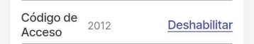 Sección de ajustes del código de acceso