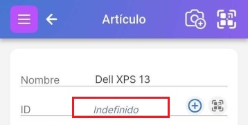 Imagen con el ID "Undefined" resaltado