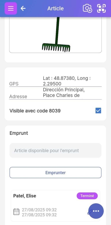Page de l'article montrant que l'article est à nouveau disponible pour la commande