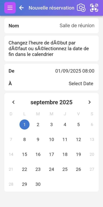 Image d'un calendrier de réservation