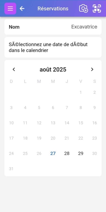Image montrant le calendrier pour sélectionner les dates de début et de fin.