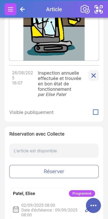 Image avec Réservation avec Prise en charge apparaissant comme Planifiée