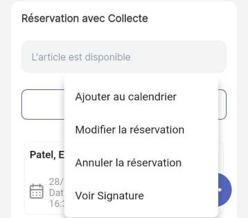 Option de visualisation de la signature après avoir cliqué sur le crayon d'édition