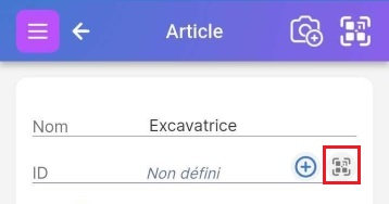 Image avec un cadre rouge autour du symbole QR à droite du champ ID
