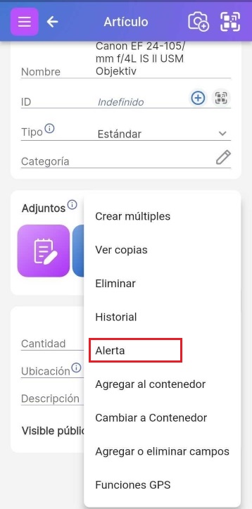 Menú de flores abierto