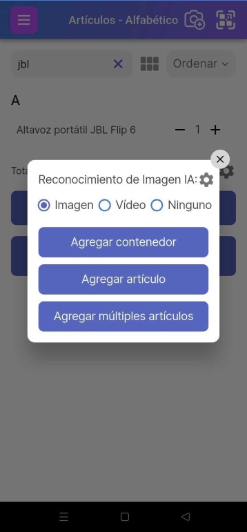 Imagen que muestra las opciones para Añadir Elementos de IA