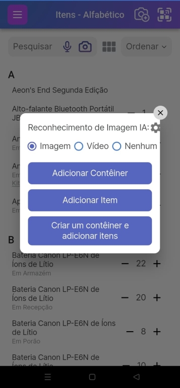 Imagem mostrando a caixa de seleção de reconhecimento de IA e a opção Adicionar item para geração automática de rascunho, com a opção de desmarcar e adicionar o item manualmente