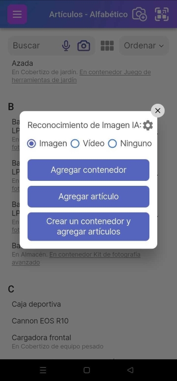 Imagen que muestra la casilla de verificación de reconocimiento de IA y la opción "Añadir elemento" para la generación automática de borradores, con la opción de desmarcar y añadir el elemento manualmente.