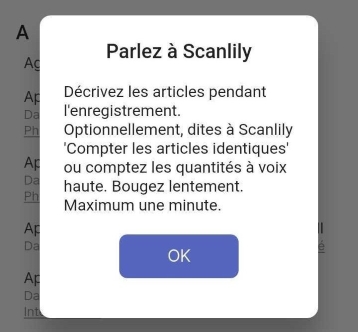 Fenêtre contextuelle Parler à Scanlily