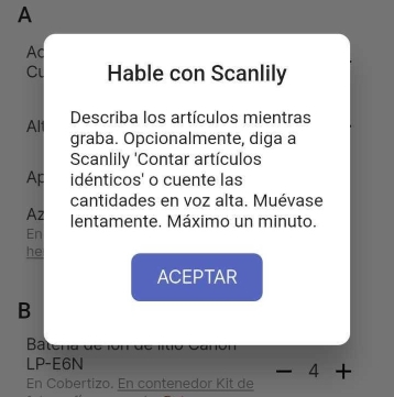 Ventana emergente de Hablar con Scanlily