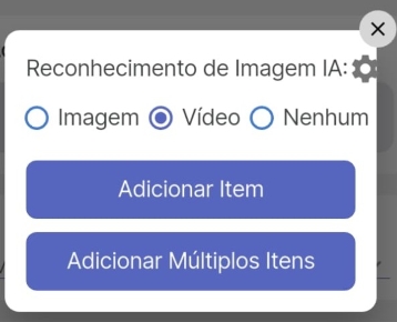 Escolhendo adicionar itens via vídeo
