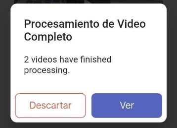 Mensaje "Procesamiento de video completado"