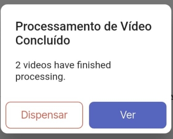 Mensagem de Processamento de Vídeo Concluído