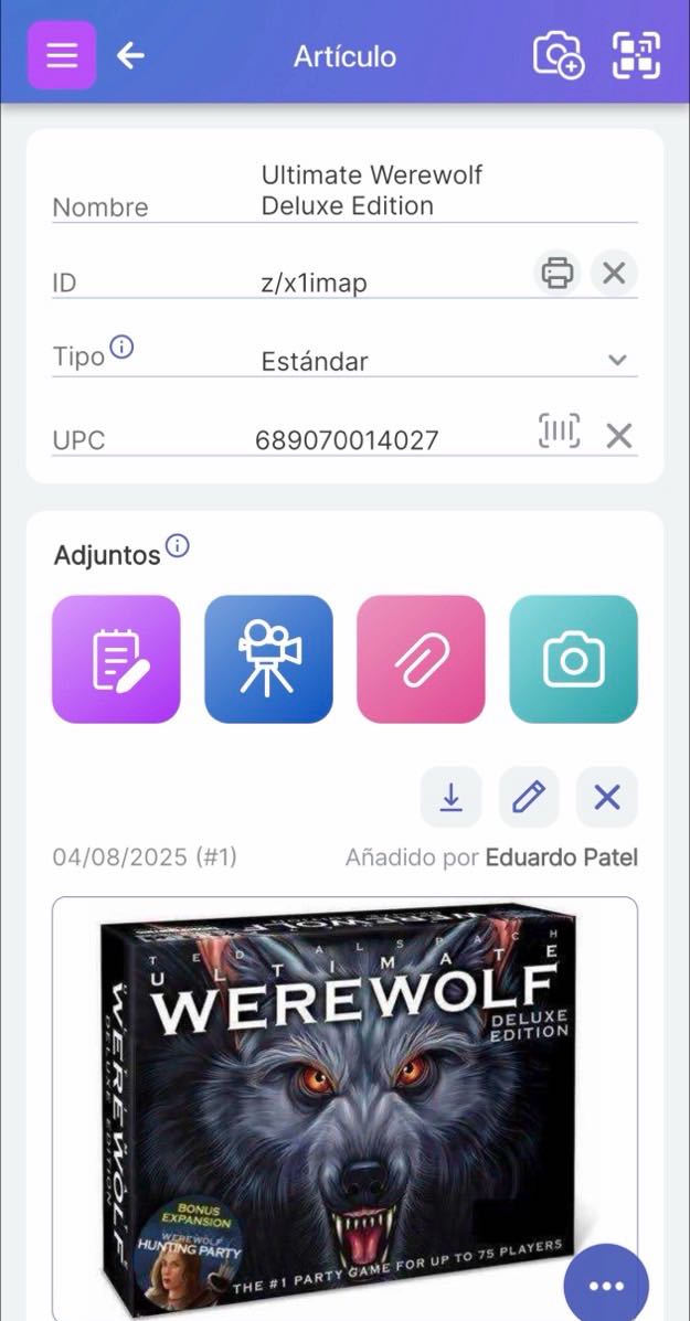 Página del artículo con el juego de hombre lobo insertado, incluyendo la imagen.