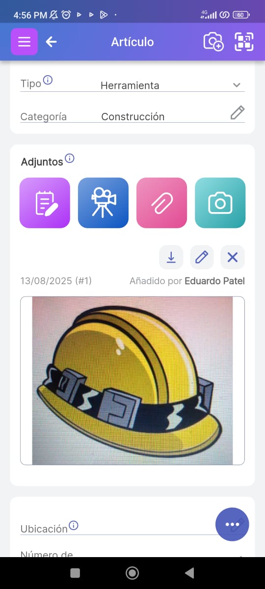 Elemento representado en la pantalla de elementos de Scanlily.