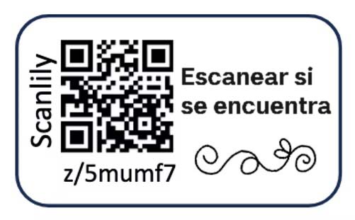 Pegatina 'Escanear si se encuentra'