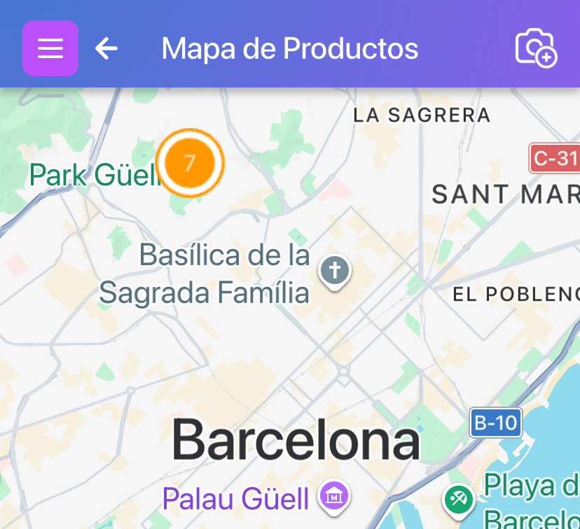 Mapa de Scanlily en móvil mostrando la ubicación de los artículos