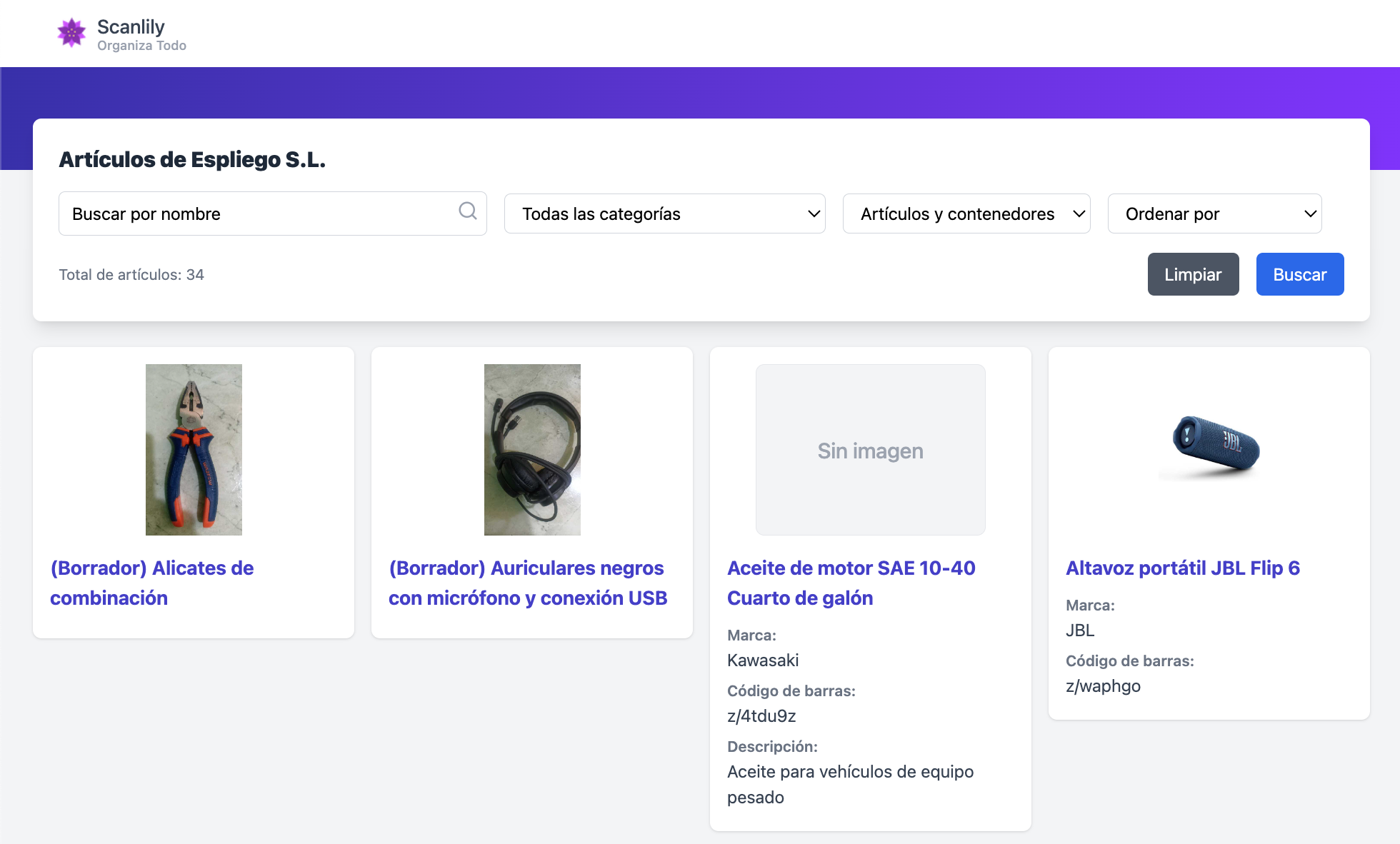 Vista externa compartida del inventario con personalizaciones aplicadas