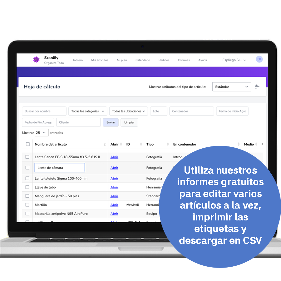 Hoja de cálculo web editable