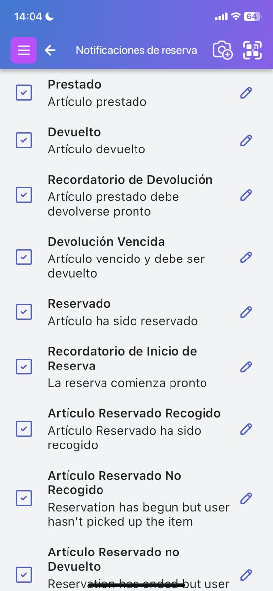 Notificaciones de reserva personalizables.