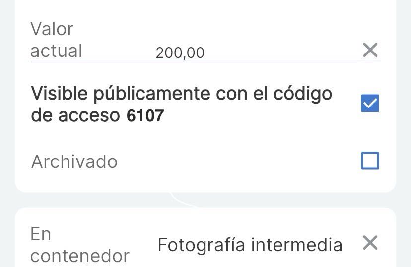 Campo para seleccionar si se requiere un código de acceso para un elemento.