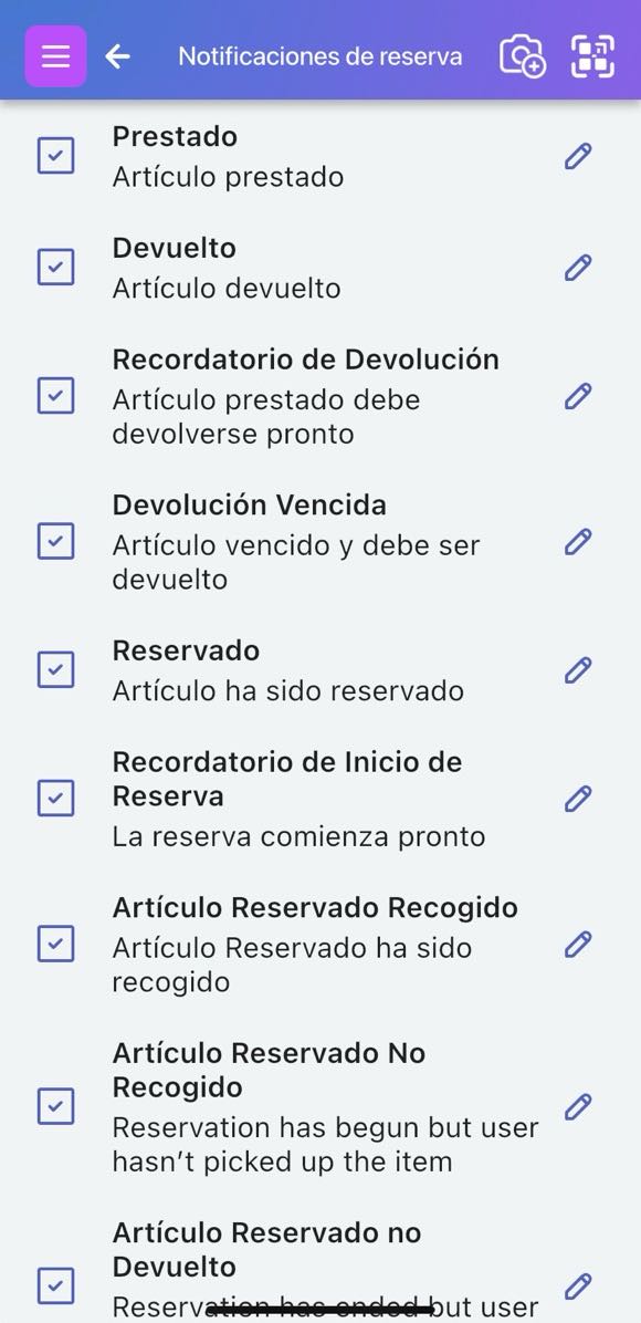 Pantalla para editar notificaciones personalizadas