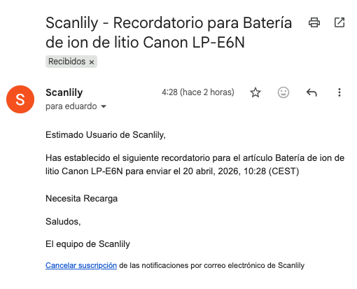 Correo electrónico recibido con respecto a una alerta activada