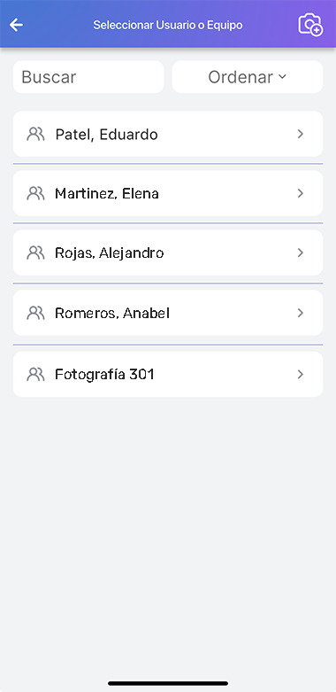 Imagen que muestra el menú desplegable de usuarios asignados