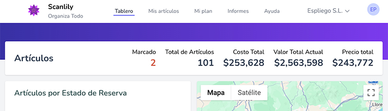 Sitio web de usuario de Scanlily con la sección "Mi Plan" resaltada